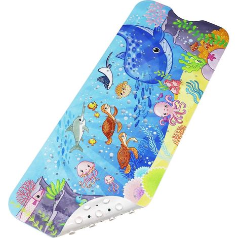 (wale Und Schildkröten) Rutschfeste Babybadematte, 100 X 40 Cm, Rutschfeste Badematte, Strapazierfähige Duschmatte Mit 200 Saugnäpfen Für E