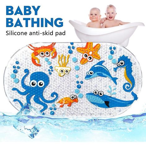 (3969 Cm, Oktopus) Rutschfeste Badematte Mit Saugnäpfen, Pvc, Duschmatte Mit Meerestiermotiv Für Kinder