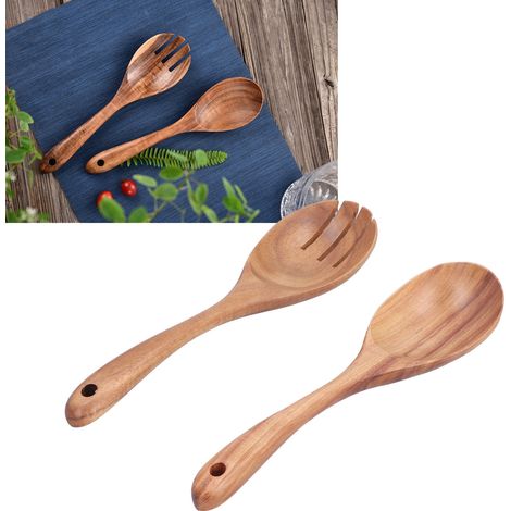 2-teiliges Holzlöffel- Und Gabelset Für Küche, Zuhause, Schule, Büro, Party
