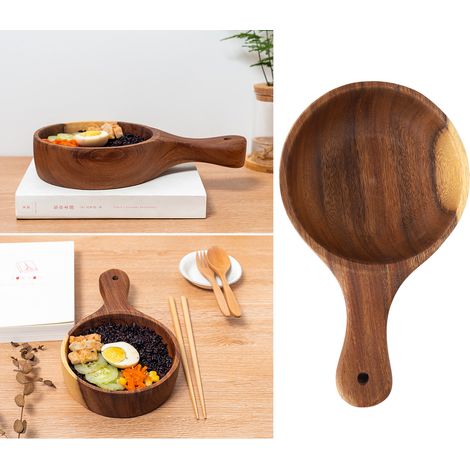 Salatschüssel Aus Holz Mit Griff, Servierschüssel Für Obst Und Kimchi, Umweltfreundliches Küchenutensil