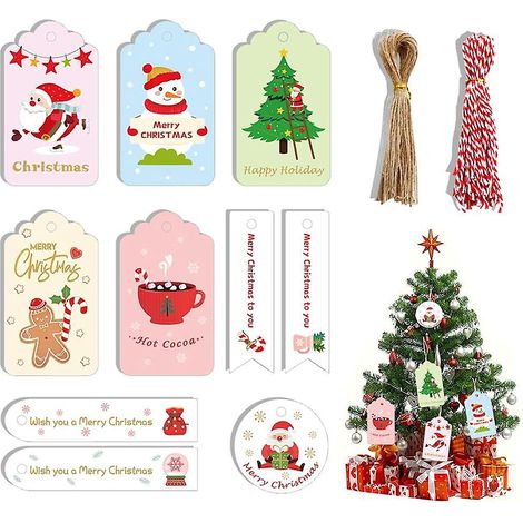 Weihnachtsanhänger, „frohe Weihnachten“-anhänger Mit Juteschnur, Kraftpapier-geschenkanhänger, Weihnachtsanhänger Zum Verpacken Von Geschenken, Hochzeiten, Geburtstagen