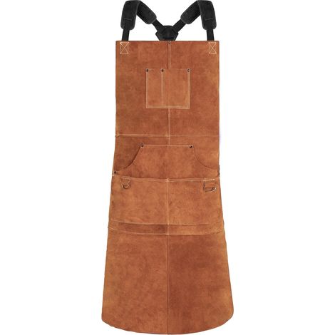 Schweißerschürze Mit 6 Taschen, Feuerfeste Und Hitzebeständige Lederschürze, Verstellbar Von M Bis Xxxl, Ideal Für Schmiede, Mechaniker Und Werkstätten