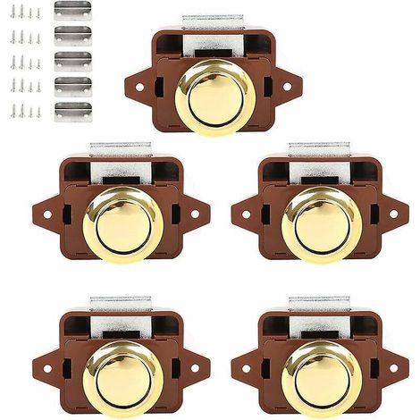 5-teiliges Set Brauner Schrank-druckknopf-verriegelungen, Schlüssellose Türriegel, Zinklegierung, Verriegelungsknopf