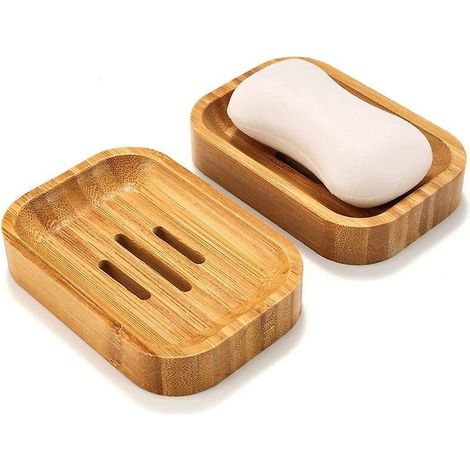 Set Mit 2 Seifenschalen Aus Natürlichem Bambus, Aufbewahrungszubehör Für Schwämme, Seifenbox Für Bad Und Küche
