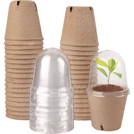 Set Mit 36 Anzuchttöpfen Mit Feuchtigkeitskuppel, Saatguttöpfen, Biologisch Abbaubaren Torftöpfen, Sämlingstöpfen
