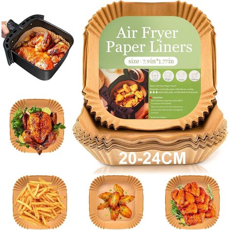 Frittierpapier Für Heißluftfritteusen, 100 Stück, 20-24 Cm, Bpa-frei, Lebensmittelechtes Einweg-frittierpapier, Für Backöfen, Bäckereien Und Mikrowellen, Für 5-8 Liter Heißluftfritteusen