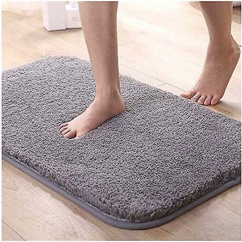 (grau, 40 X 60 Cm) Extra Dicke, Rutschfeste Und Saugfähige Badematte Aus Chenille, Maschinenwaschbar