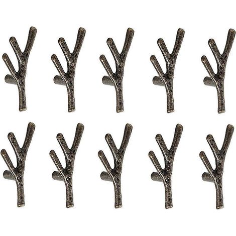 10x Bronzegriffe - Einzelloch-möbelgriffe In Astform, Schrankgriffe Aus Zinklegierung Mit Schrauben