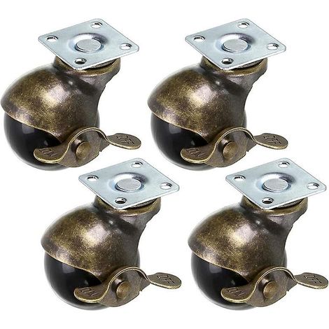 Stück Bronzefarbene Kugellager-möbelrollen Mit Bremse, 50 Mm Durchmesser