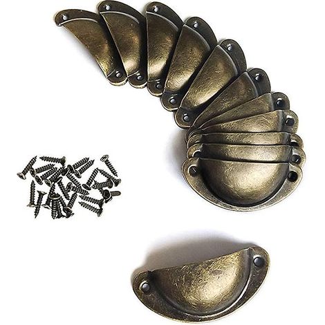 12 Stück Vintage-muschelgriffe (bronze), Küchenschranktürgriffe, Für Schränke, Schubladen, Türen, Griffe Mit 24 Schrauben