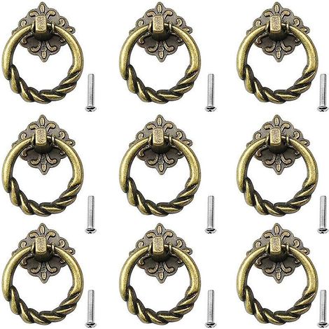 9 Stück Retro-türknöpfe Und -ziehringe Für Möbel, Schränke Und Schubladen, Inklusive Schrauben, Bronze