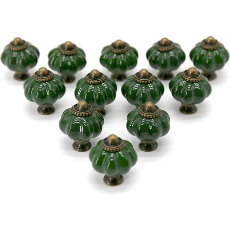 Set Mit 12 Keramik-schubladengriffen, Dunkelgrün (35 Mm), Für Kommodenschubladen, Küchenschränke Und Tischplatten