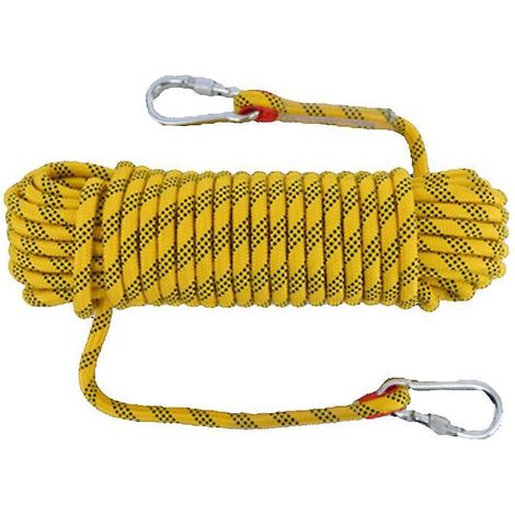 10 M Gelbes Statisches Kletterseil, Rettungsseil, Abseilseil Mit 10 Mm Karabinern