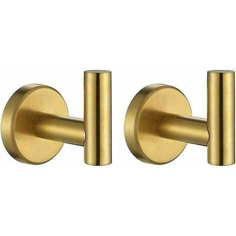 Bademantelhaken, Gebürstetes Gold, Handtuchhaken Für Bad, Küche, Garage, Wandmontage (2er-set), Edelstahl