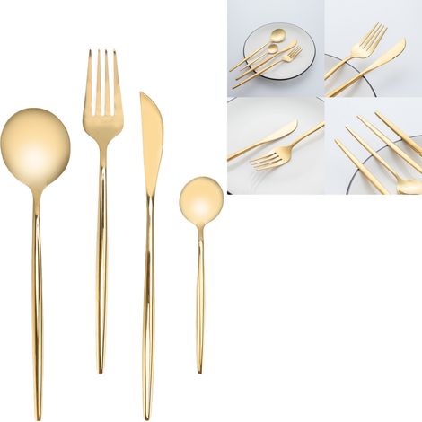 24-teiliges Besteckset Aus Gold- Und Silberfarbenem Edelstahl Für Hochzeiten, Partys Und Bankette