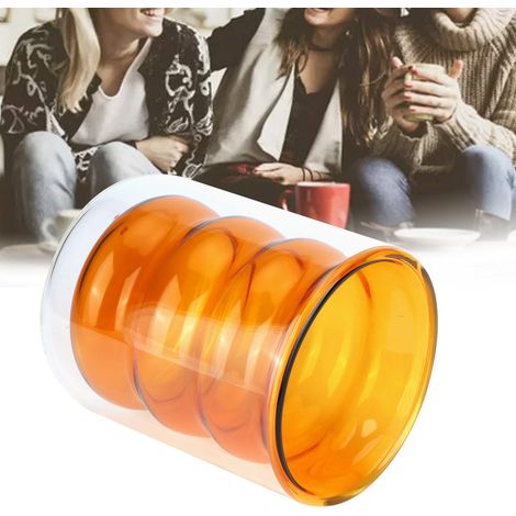 200 Ml Doppelwandiger, Hitzebeständiger Glasbecher Mit 3d-spiralmuster, Ideal Für Büro, Zuhause Oder Schule (gelb)