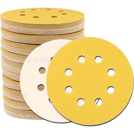 5-zoll-klett-schleifscheibe Mit 8 Löchern, 30 Blatt 320er Gold-schleifpapier, Für Exzenterschleifer Oder Holzbearbeitung.