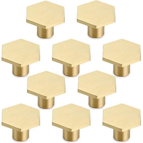 10x Sechskant-schubladengriff Mit Einzellochbefestigung Für Schrank- Und Kommodentüren, Inklusive Schrauben, Gold
