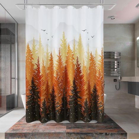 Duschvorhang 180 X 180 Cm, Gelber Duschvorhang, Wasserdichter Duschvorhang Aus Bedrucktem Polyester