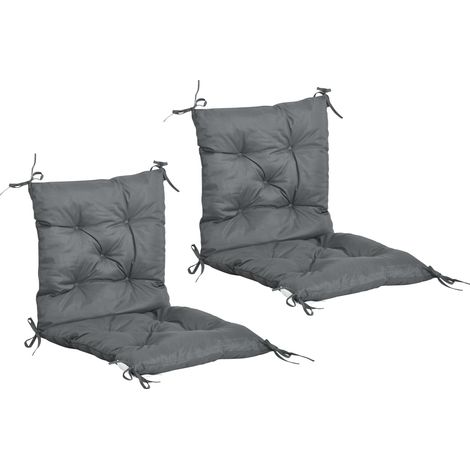 Set Mit 2 Gartenstuhlkissen. Stuhlkissen Mit Bändern. Gartenkissen Für Terrasse Oder Balkon. 98 X 50 X 8 Cm. Grau.