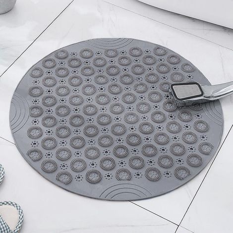 (grau, 55 X 55 Cm) Runde Pvc-massagebadematte, Rutschfeste Duschmatte, Badematte, Maschinenwaschbare Duschmatte