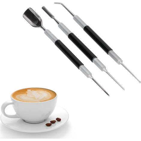 Latte-zeichenstift-set, 3-teilig, Edelstahl, Für Zuhause Und Café-dekoration