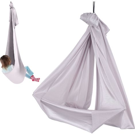 X 2,8 M Große Aerial-yoga-hängematte, Sicher Und Atmungsaktiv Für Kinder – Schmerzlinderung, Elastisch, Grau