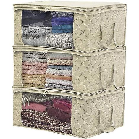 3er-set Graue, Faltbare Aufbewahrungstaschen/boxen Für Kleidung Unter Dem Bett, 48 X 35 X 20 Cm, Farbe: [farbe Fehlt]