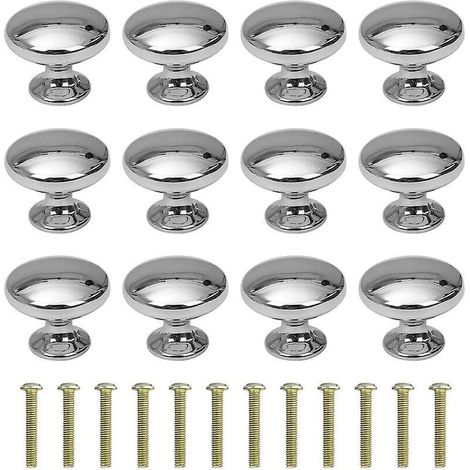 12 Runde Schubladengriffe (30 Mm) Für Schränke Und Kleiderschränke, Inklusive Schrauben, Verchromt
