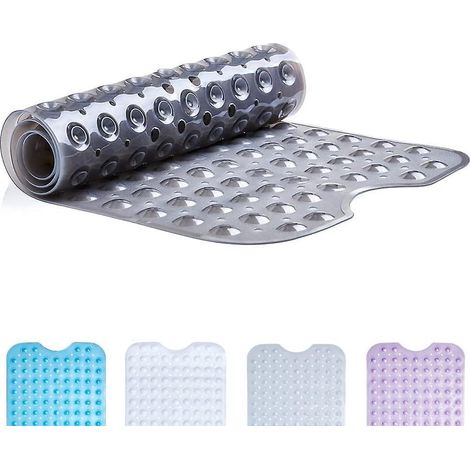 (grau, 100 X 40 Cm) Badematte, Badewannen-, Duschmatte – Mit Saugnäpfen, Rutschfest, Schimmelresistent, Maschinenwaschbar, Latexfrei, Geeignet Für Senioren