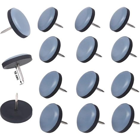 Set Mit 16 Runden Teflon-möbelgleitern Mit 19 Mm Nageldurchmesser – Dicke / Ptfe-beschichtung / Stuhlgleiter