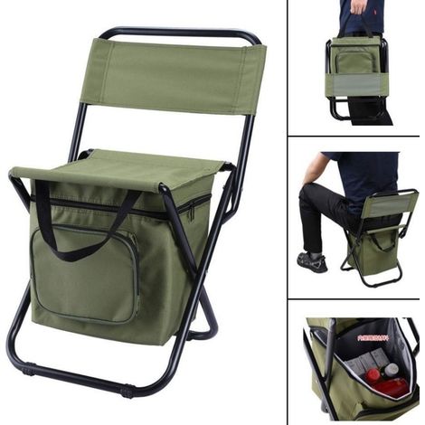 Kompakter Angelhocker Mit Integrierter Kühlbox, Zusammenklappbar Für Camping, Ideales Geschenk Für Angler, Grün