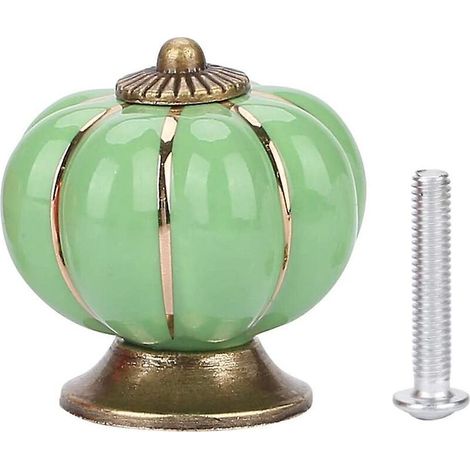 Grüner Keramik-möbelknopf 40 Mm, Vintage-kürbis-schrankgriff Mit Schrauben