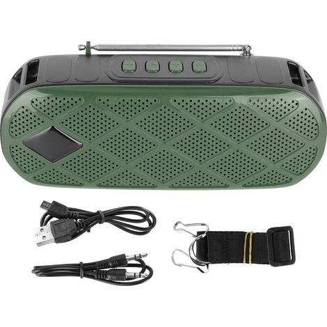 Tragbarer Outdoor-solar-bluetooth-lautsprecher Mit Taschenlampe Und Fm-radio – Grün