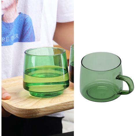 350-ml-kaffeebecher Aus Glas Mit Henkel, Hitzebeständig Für Zuhause Und Café – Kristallgrünes Design