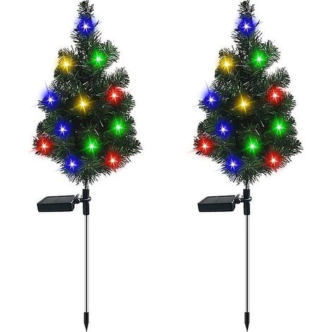 Solarbetriebene Led-weihnachtsbaumlichter, 2 Stück, 82 Cm, Außenbeleuchtung, Dekorative Landschaftsbeleuchtung, Ideal Für Garten Oder Rasen