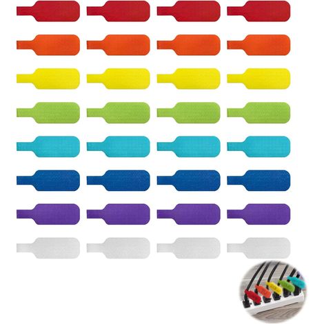 32 Wiederverwendbare Kabeletiketten, Mehrfarbige Nylonbinder Zur Kennzeichnung, 4 X 2 Cm Große Beschriftungsfläche, Bedruckbare Kabel