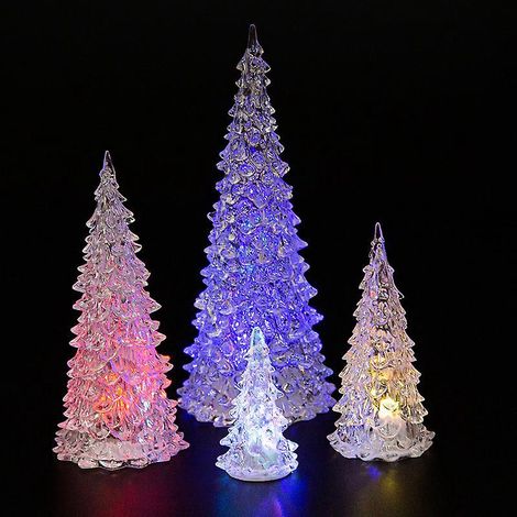 4er-pack Leuchtende Acrylfiguren In Verschiedenen Farben, Weihnachtsbaum, Kreatives Nachtlicht, Funkelndes Geburtstagsgeschenk