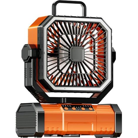 Tragbarer Campingventilator, Tischventilator Mit Led-licht, 4 Geschwindigkeitsstufen, Starkem Luftstrom, 4 Timern, Fernbedienung Und Haken, 270° Drehbarem Kopf, Usb-aufladbar