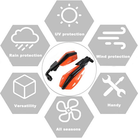 7/8" (22 Mm) Abs-motorradhandschutz, Stoßfest, Universell Für Motorräder, E-bikes Und Roller, Orange