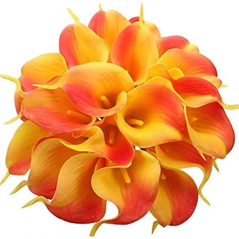 12 Künstliche Calla-lilien, 36 Cm, Für Hochzeiten, Brautsträuße Und Als Dekoration, Orangefarben