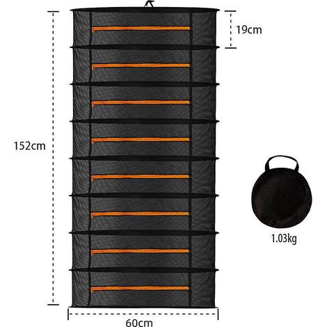 Trockennetz Für Kräuter, 8 Lagen, 60 Cm Durchmesser, Faltbar, Zum Aufhängen, Mit Reißverschlüssen, Für Gemüse, Pflanzen Und Kleidung