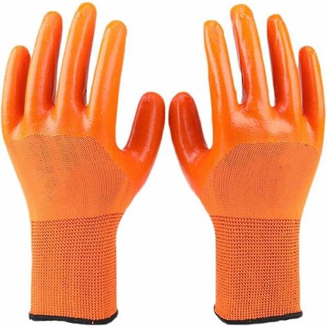 Wasserdichte Und Atmungsaktive Arbeitshandschuhe (12 Paar, Größe: 24 Cm), Dicke, Wasser- Und Ölbeständige Pvc-schutzhandschuhe, Orange, Starker Griff