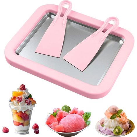 Mittelgroße, Rosafarbene Eismaschine Mit 2 Schabern, Für Hausgemachtes Eis Und Frozen Yogurt, Kompaktes Diy-gerät