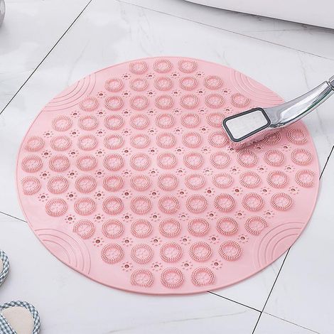 (rosa, 30 X 30 Cm) Runde Pvc-massagebadematte, Rutschfeste Duschmatte, Badematte, Maschinenwaschbare Duschmatte