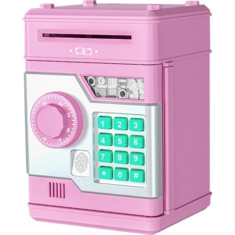 Elektronischer Lernsafe Für Kinder – Fingerabdruck- Und Pin-sicherheit, Automatische Speicherfunktion, Rosa Farbe