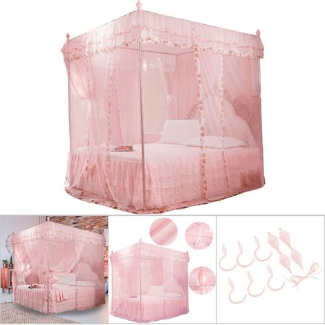 Luxuriöses Prinzessinnen-himmelbett Mit Moskitonetz Und 3 Öffnungen (pink M)
