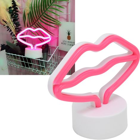 Led-neon-lippenleuchte Mit Ständer, Usb-betrieben, Neonlampe Für Babyzimmer Oder Partys