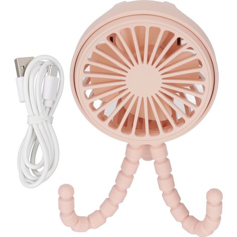 Wiederaufladbarer Tischventilator Mit 3 Geschwindigkeitsstufen, 360°-drehfunktion Und Flexiblem Stativ Für Schlafzimmer Und Camping – Pink