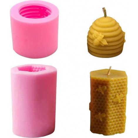 Silikon-kerzenform (2 Stück) Bienenwachs-silikonformen Bienenstock-förmige Kerzen Diy Silikon-kerzenformen Handgemachte Biene